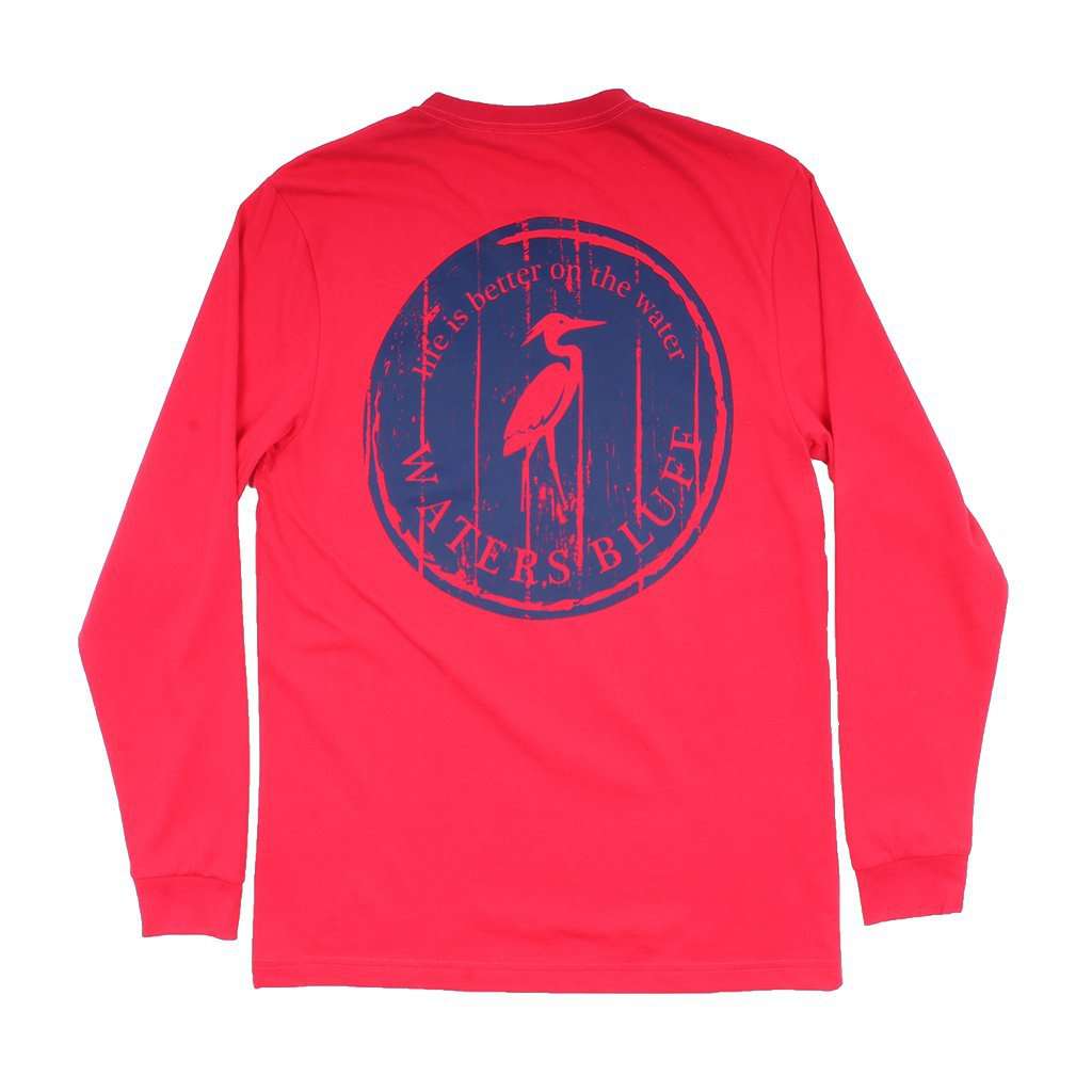 Wood Grain Long Sleeve Tee in Paprika by Waters Bluff - Country Club Prep