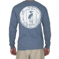 Wood Grain Long Sleeve Tee Shirt in Blue Jean by Waters Bluff - Country Club Prep