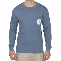 Wood Grain Long Sleeve Tee Shirt in Blue Jean by Waters Bluff - Country Club Prep