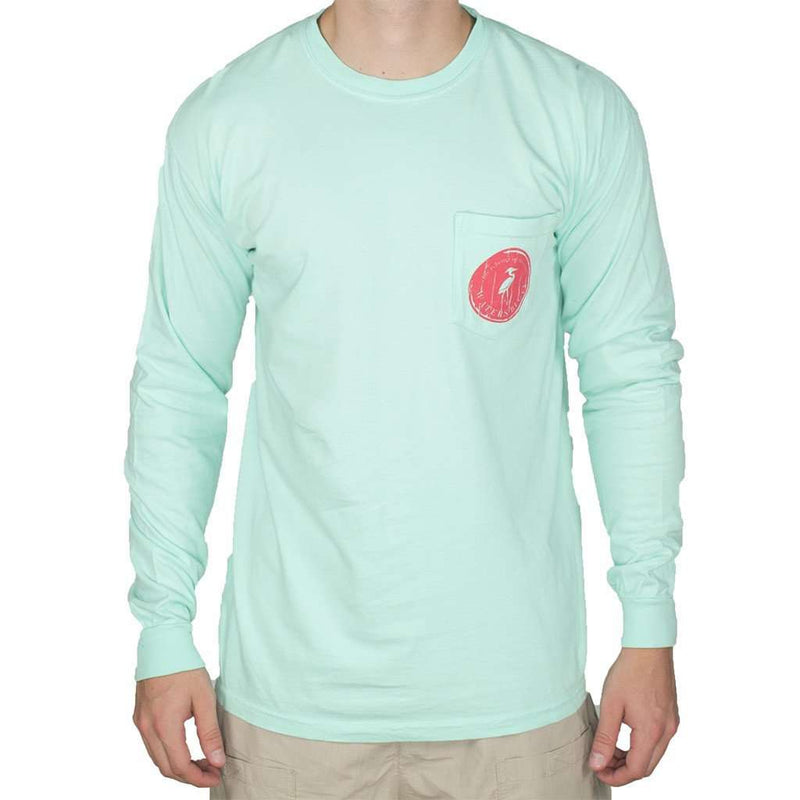 Wood Grain Long Sleeve Tee Shirt in Island Reef by Waters Bluff - Country Club Prep