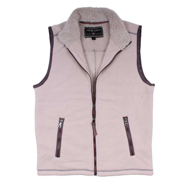 Bonded Polar Fleece & Sherpa Lined Vest in Ivory by True Grit - Country Club Prep