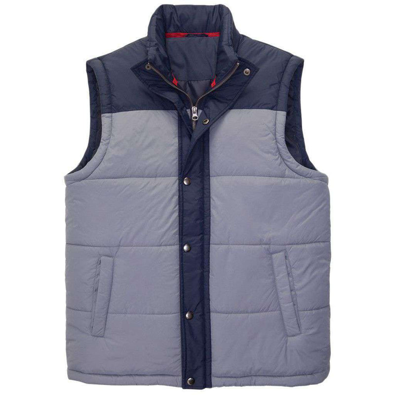 Campground Vest in Grisaille Grey & Navy by Southern Proper - Country Club Prep