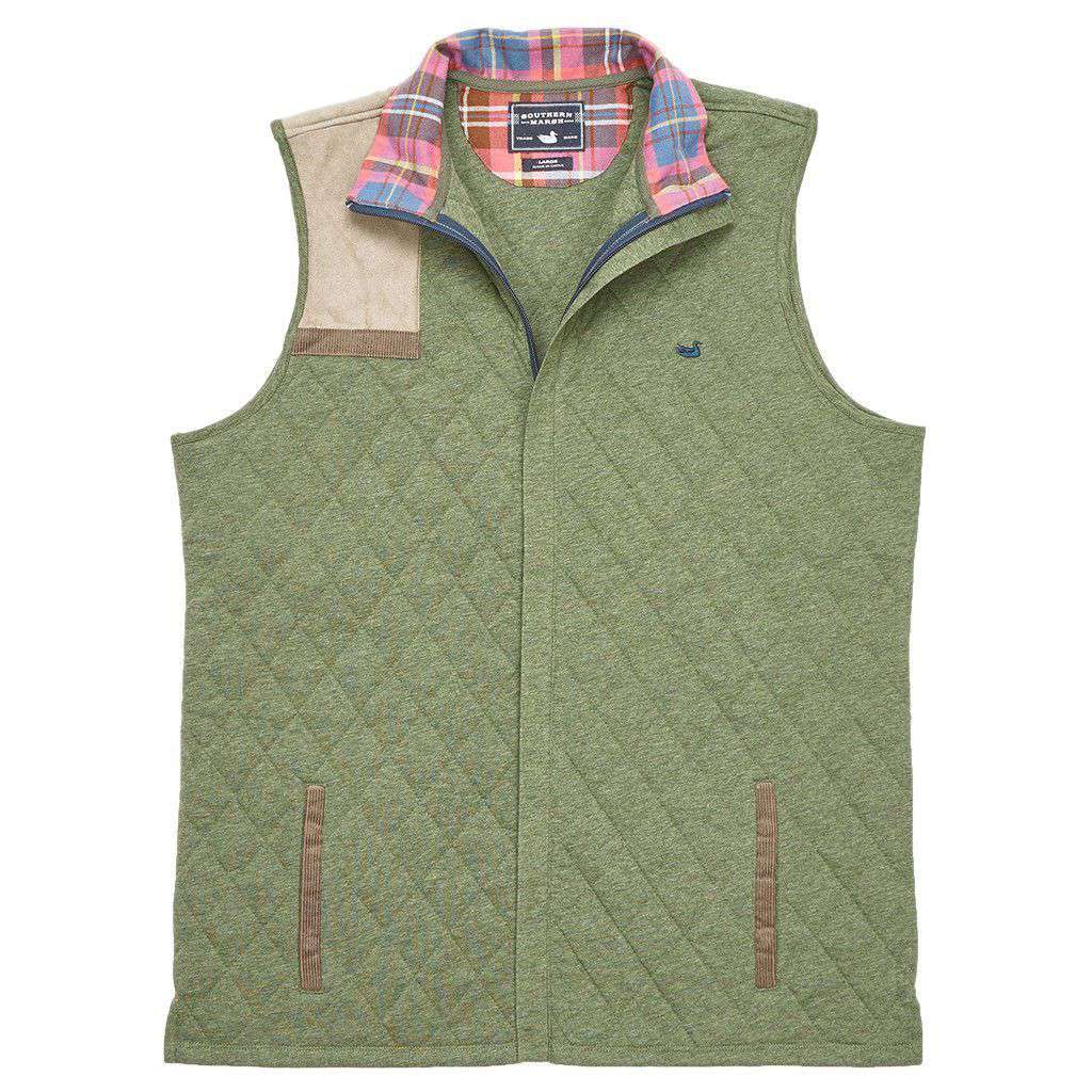 Carlyle Sporting Vest in Heathered Dark Olive by Southern Marsh - Country Club Prep