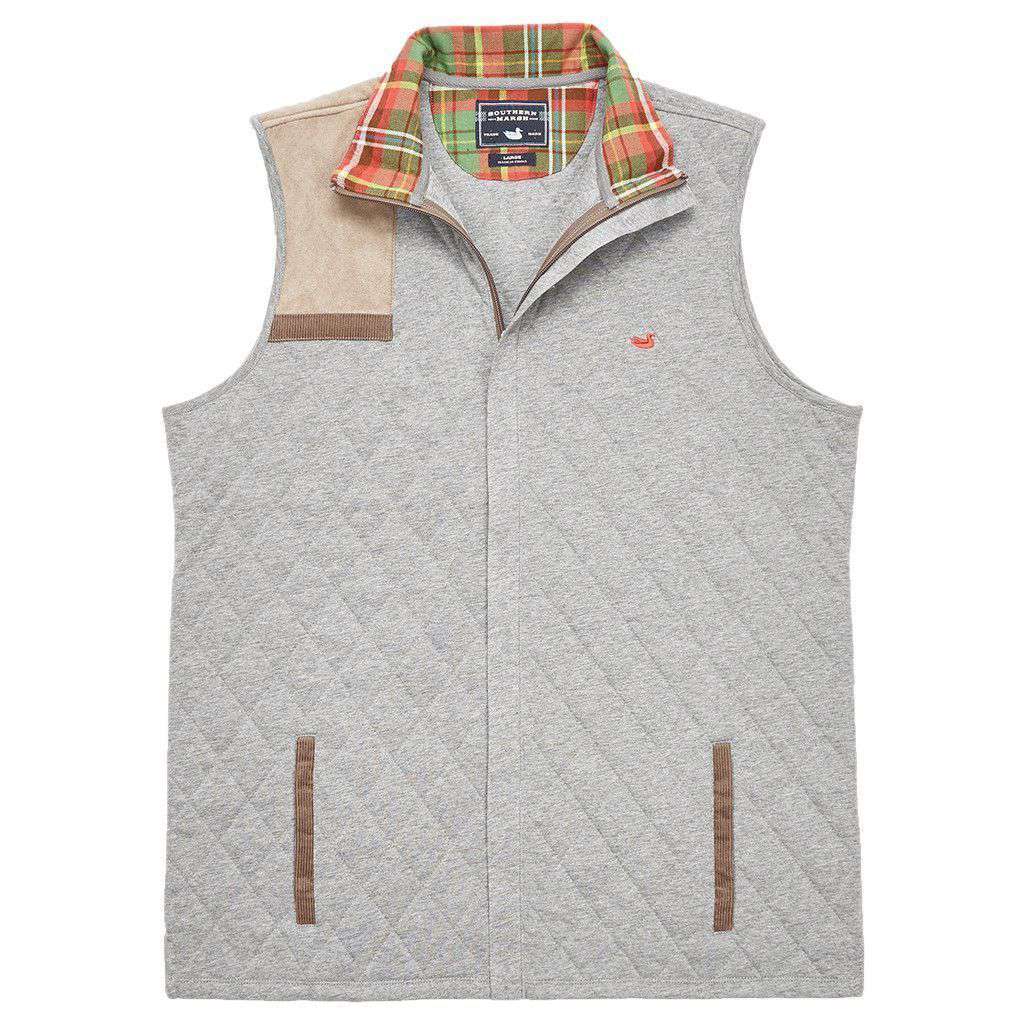 Carlyle Sporting Vest in Heathered Washed Grey by Southern Marsh - Country Club Prep