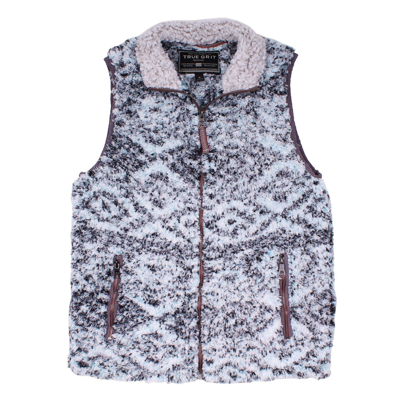 Frosty Tipped Double Up Tribal Vest in Aqua by True Grit - Country Club Prep