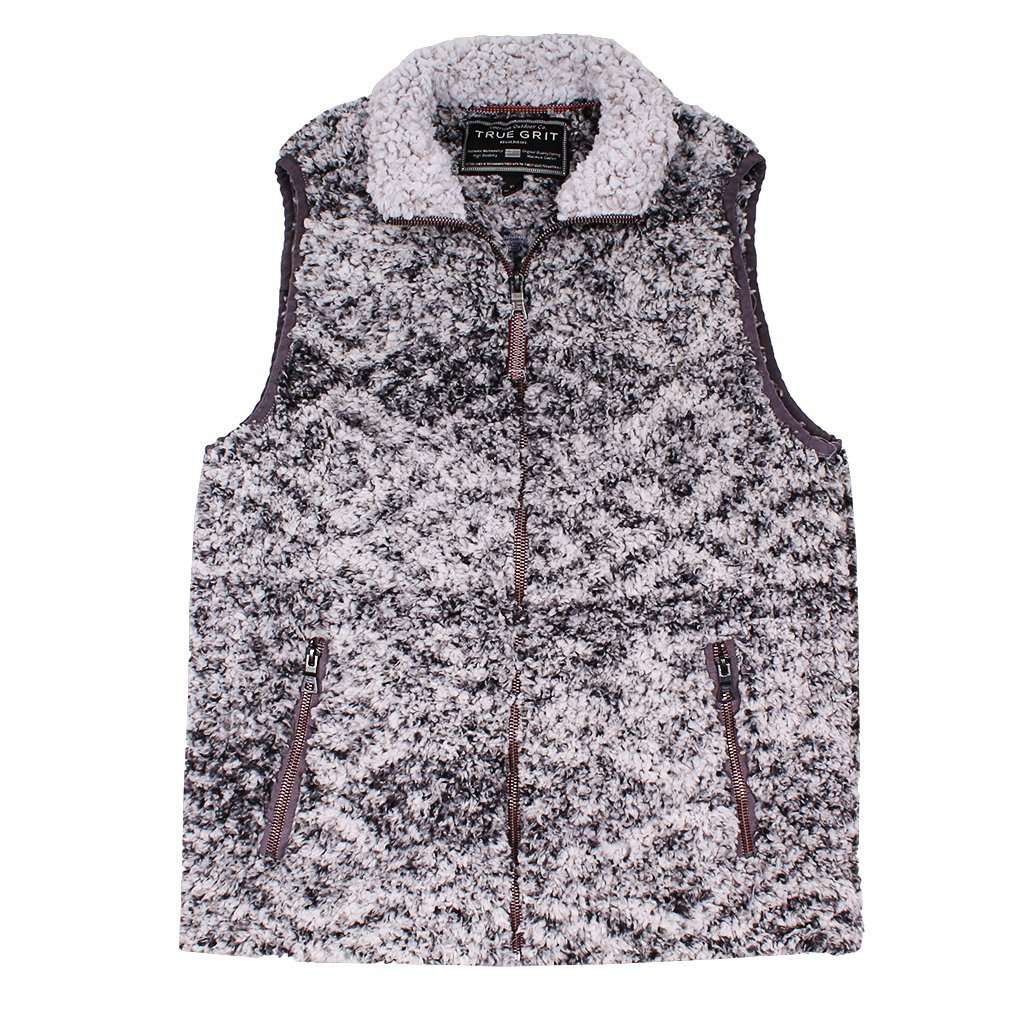 Frosty Tipped Double Up Tribal Vest in Charcoal by True Grit - Country Club Prep