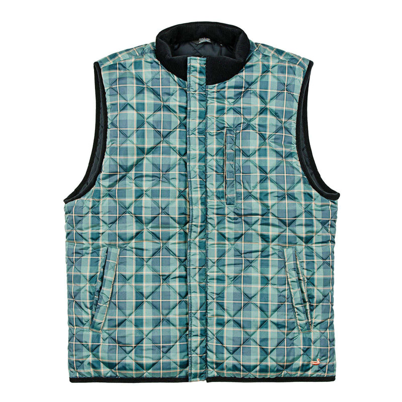 Harper Reversible Vest in Dark Green Tartan and Navy by Southern Marsh - Country Club Prep