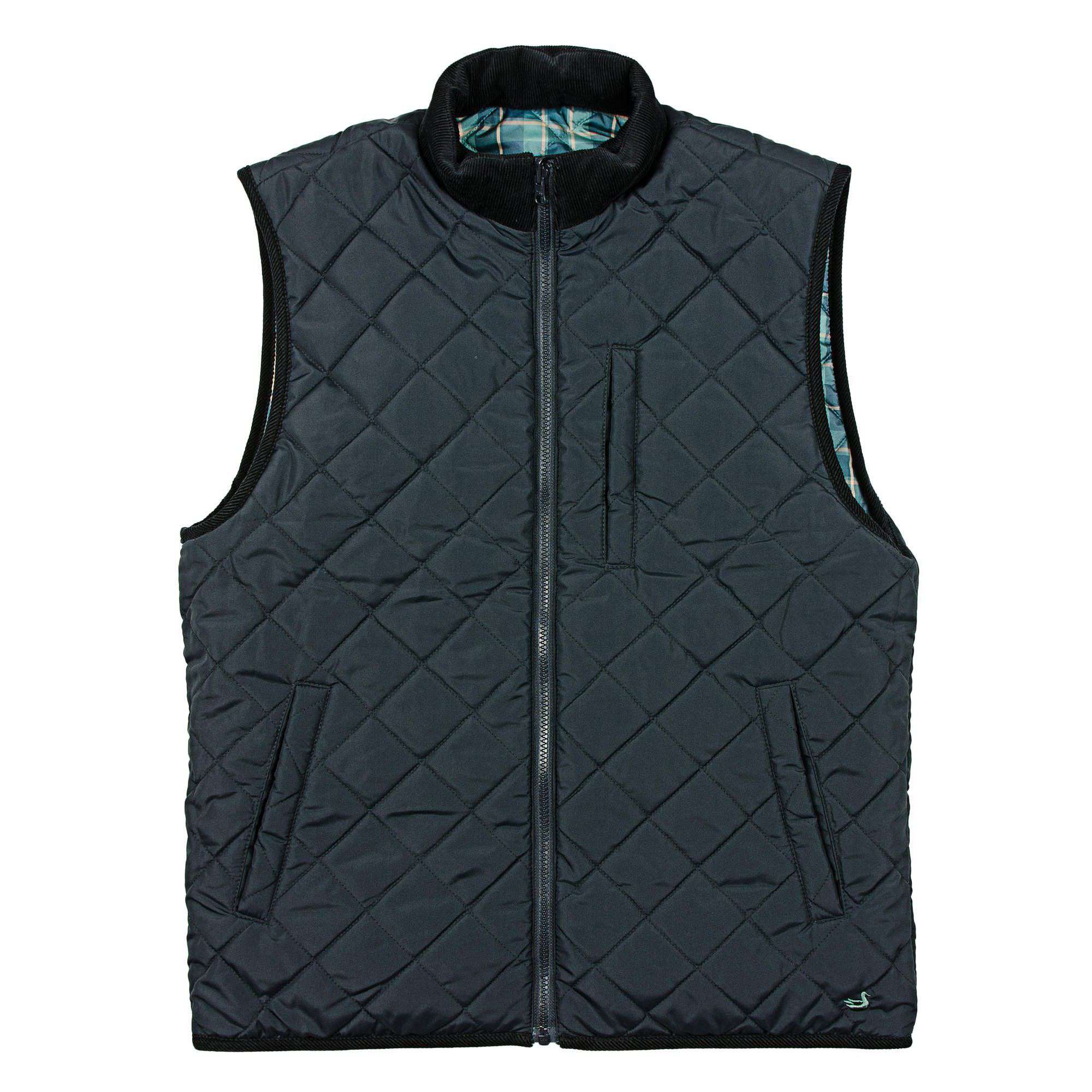 Harper Reversible Vest in Dark Green Tartan and Navy by Southern Marsh - Country Club Prep