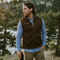 Lincoln Fleece Vest in Brown by The Normal Brand - Country Club Prep