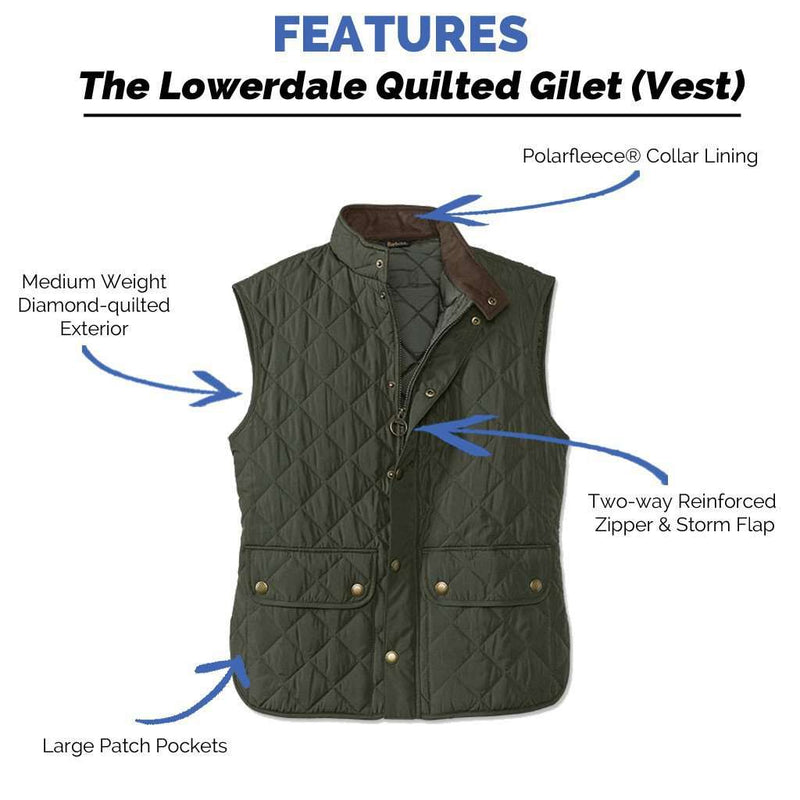 Lowerdale Quilted Gilet in Dark Green by Barbour - Country Club Prep
