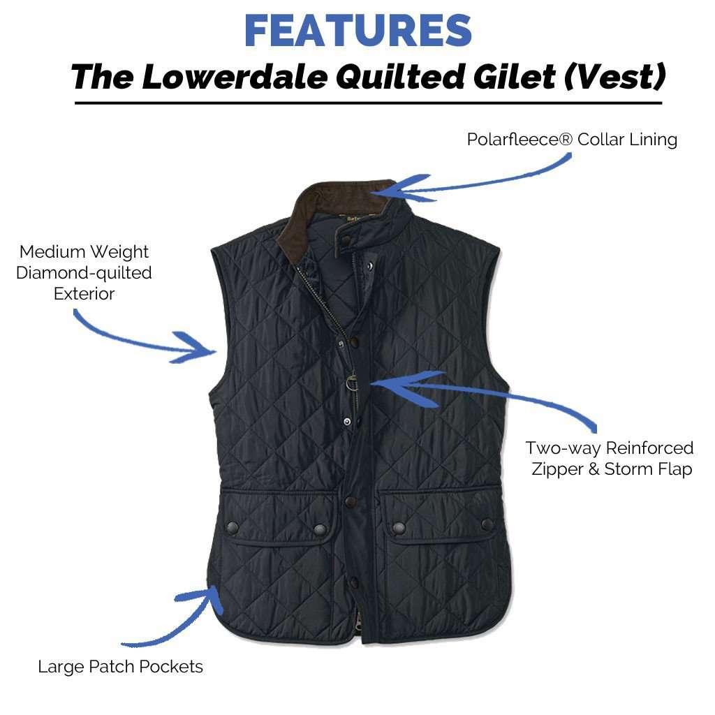 Lowerdale Quilted Gilet in Navy by Barbour - Country Club Prep
