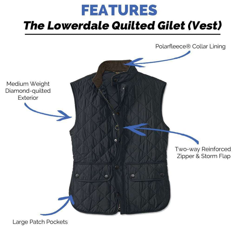 Lowerdale Quilted Gilet in Navy by Barbour - Country Club Prep