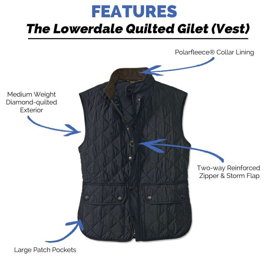 Lowerdale Quilted Gilet in Navy by Barbour - Country Club Prep