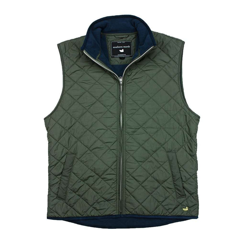 Marshall Quilted Vest in Dark Green by Southern Marsh - Country Club Prep