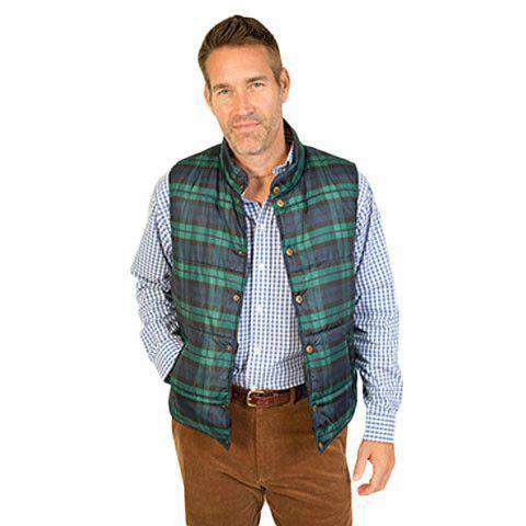 Micro Puff Reversible Vest in Blackwatch Tartan  by Castaway Clothing - Country Club Prep