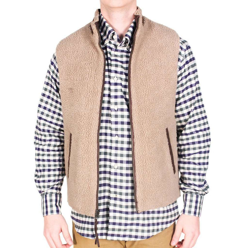 Reversible Sherpa Vest in Brown & Khaki by Madison Creek Outfitters - Country Club Prep