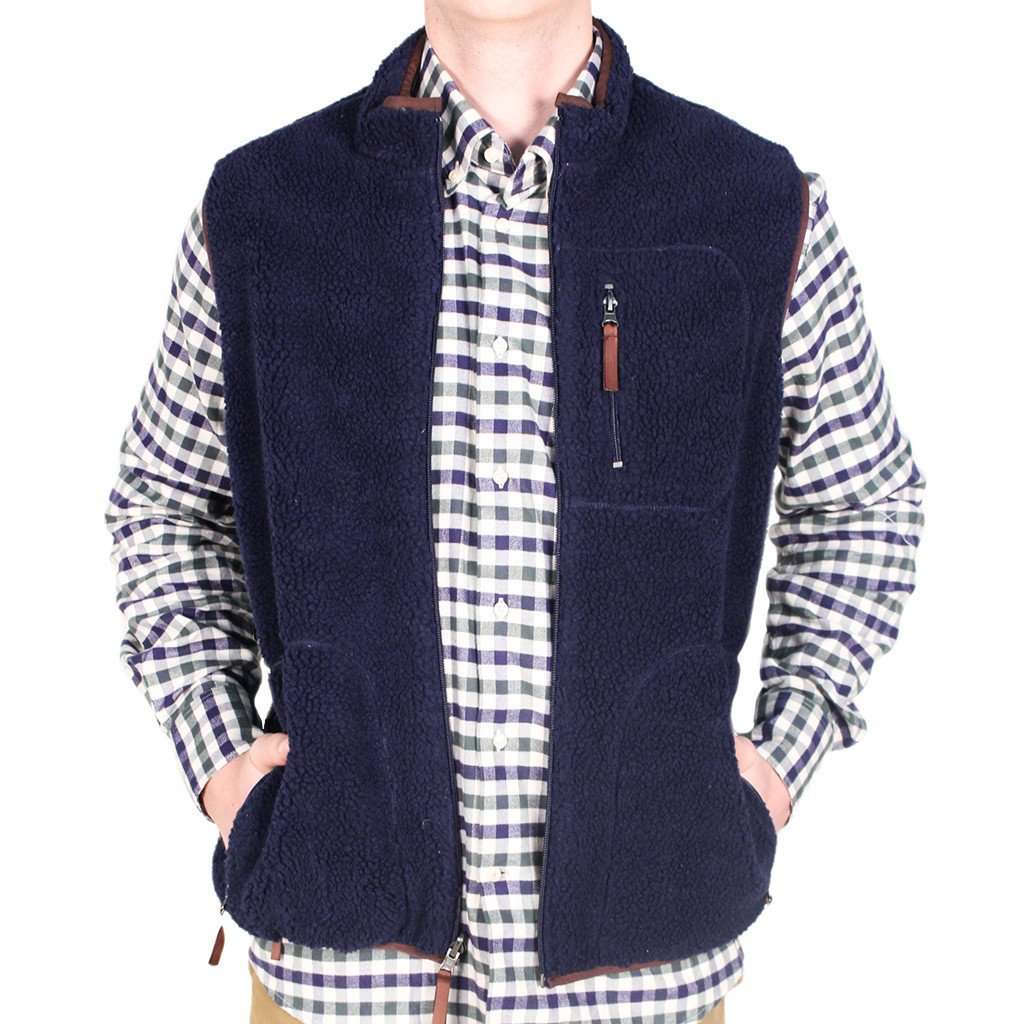 Reversible Sherpa Vest in Navy & Khaki by Madison Creek Outfitters - Country Club Prep