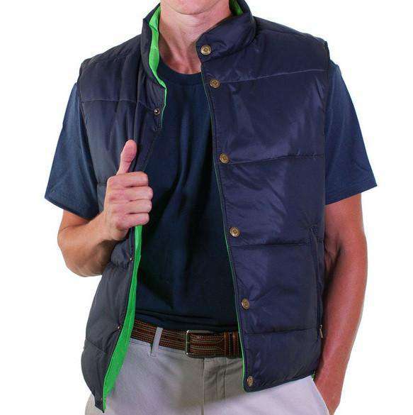Reversible Vest in Navy and Evergreen by Castaway Clothing - Country Club Prep