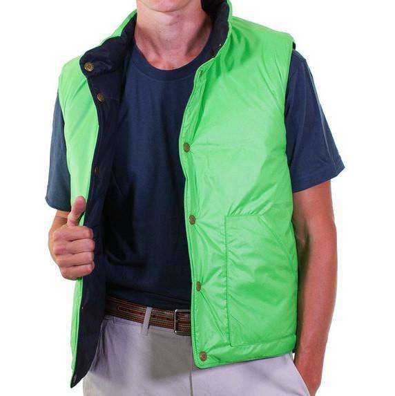 Reversible Vest in Navy and Evergreen by Castaway Clothing - Country Club Prep