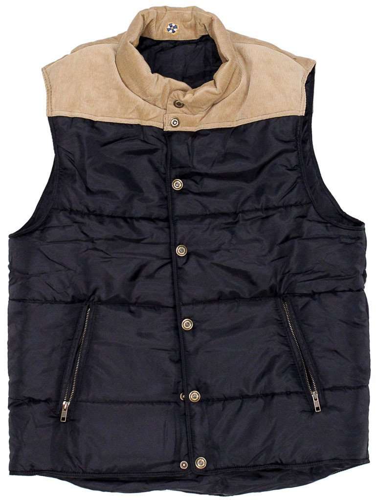 Reversible Vest in Navy and Khaki Corduroy by Castaway Clothing - Country Club Prep