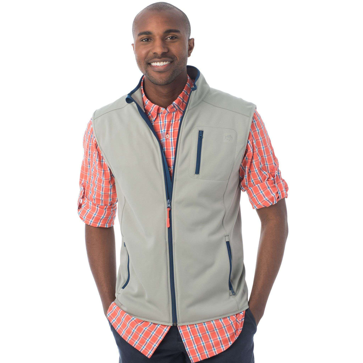 Tide To Trail Performance Vest in Steel by Southern Tide - Country Club Prep