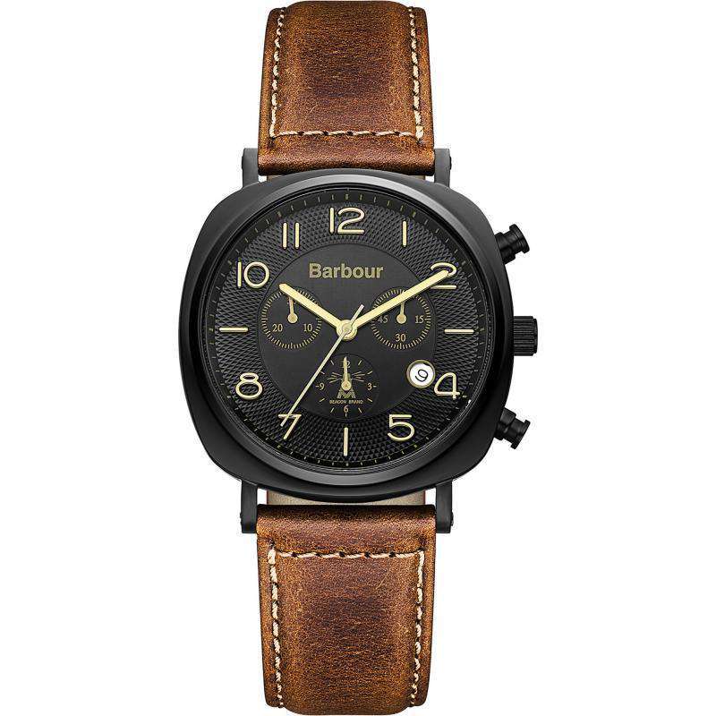 Men's Beacon Chrono Watch in Brown Leather by Barbour - Country Club Prep