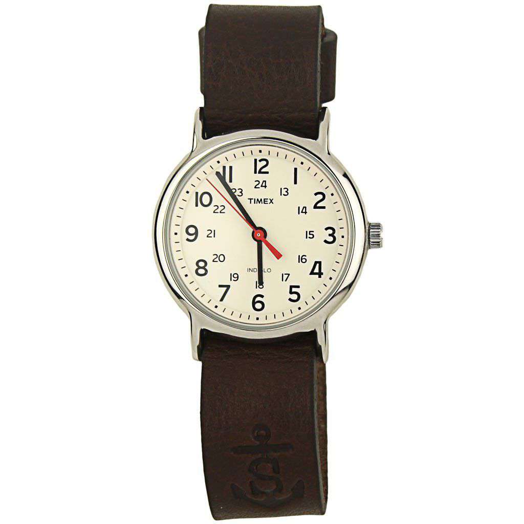 Sounder Timex Field Watch in Silver with Chocolate Band by Sounder Goods - Country Club Prep