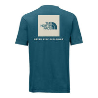 Men's Short Sleeve Red Box Tee in Blue Coral & Vintage White by The North Face - Country Club Prep