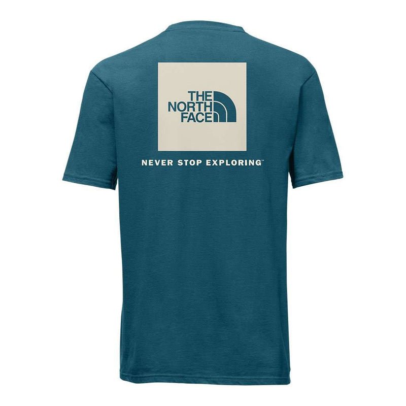 Men's Short Sleeve Red Box Tee in Blue Coral & Vintage White by The North Face - Country Club Prep