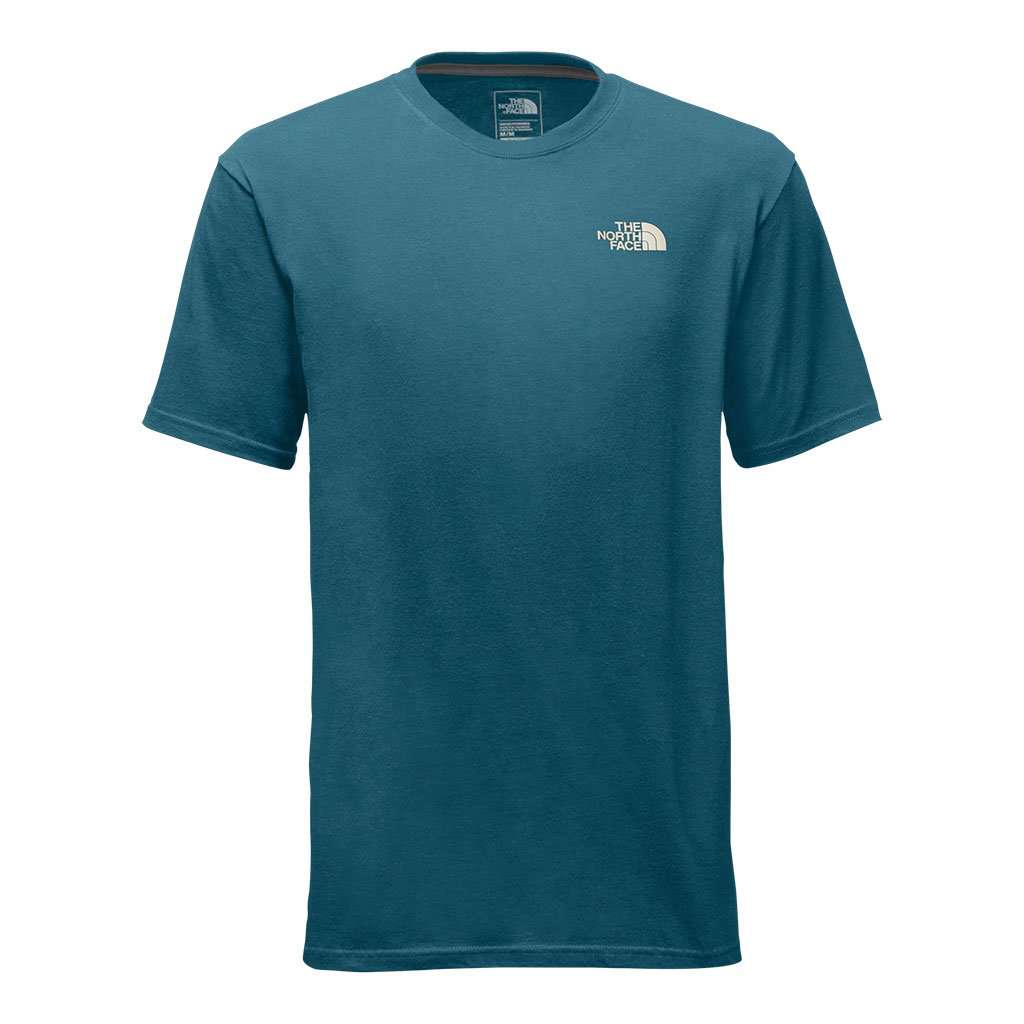 Men's Short Sleeve Red Box Tee in Blue Coral & Vintage White by The North Face - Country Club Prep