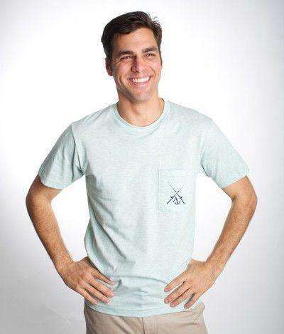 Angler Pocket Tee Shirt in Heathered Seafoam Green by Anchored Style - Country Club Prep