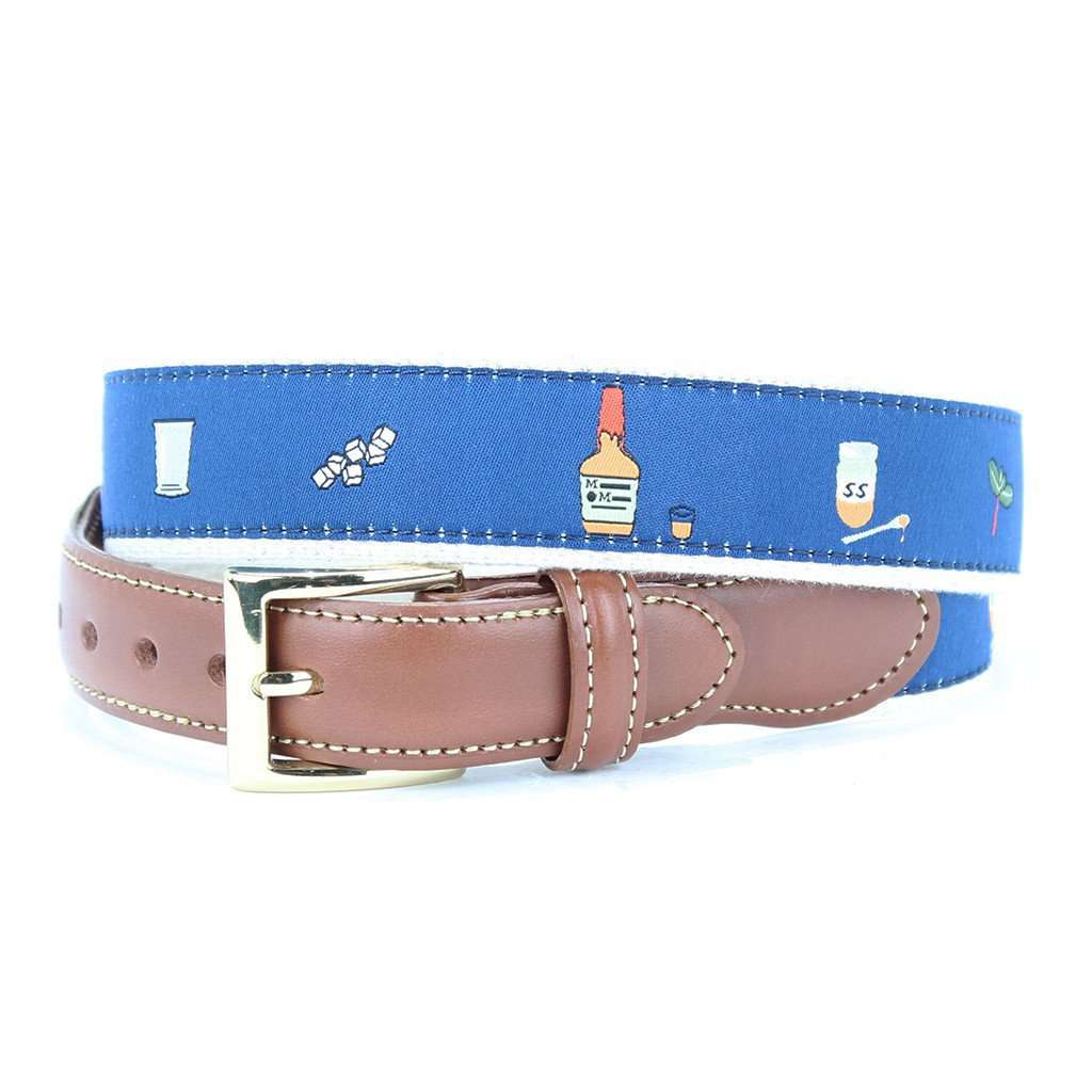 Mint Julep Leather Tab Belt in Blue by Country Club Prep - Country Club Prep