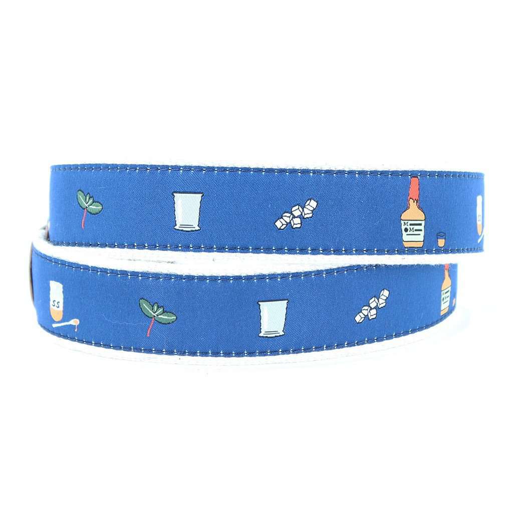 Mint Julep Leather Tab Belt in Blue by Country Club Prep - Country Club Prep