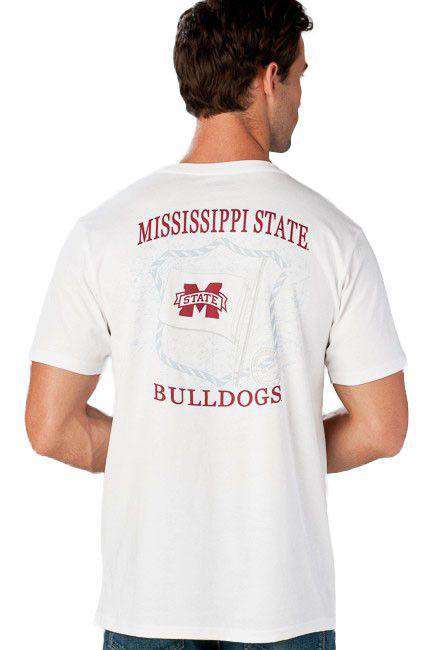 Mississippi State University Flag Tee Shirt in White by Southern Tide - Country Club Prep
