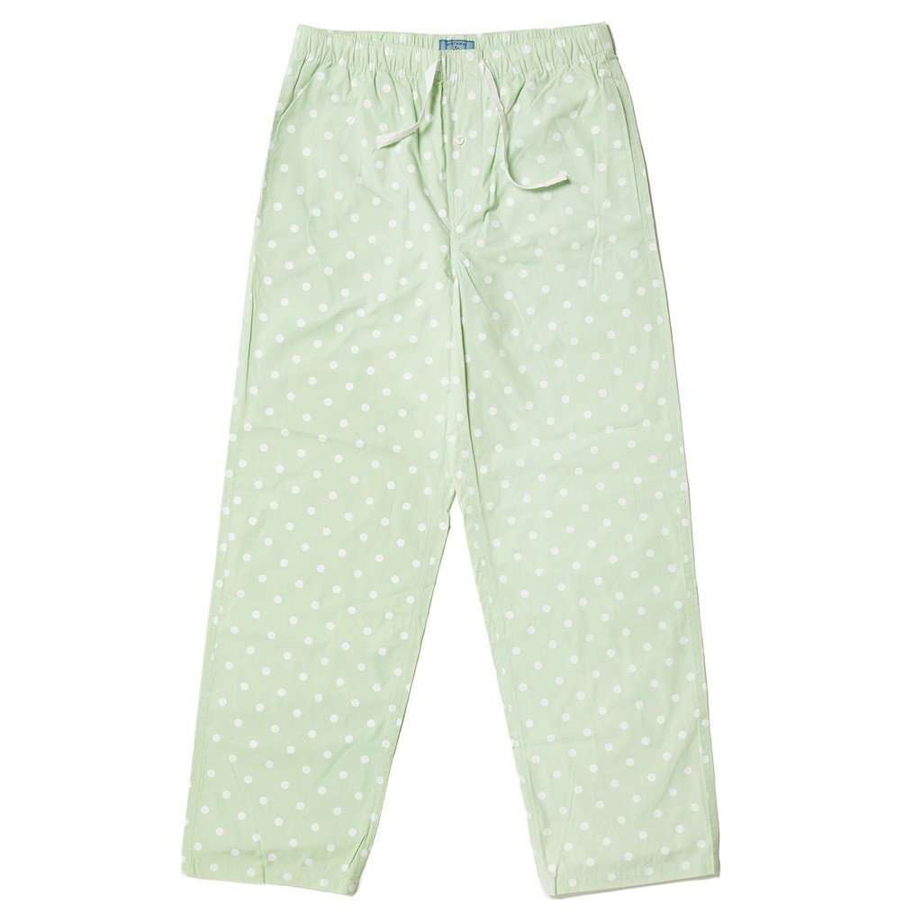 Lounge Pants in Seafoam Green with White Dots by Castaway Clothing - Country Club Prep
