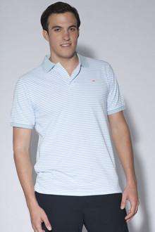Striped Polo in Light Blue by Salmon Cove - Country Club Prep