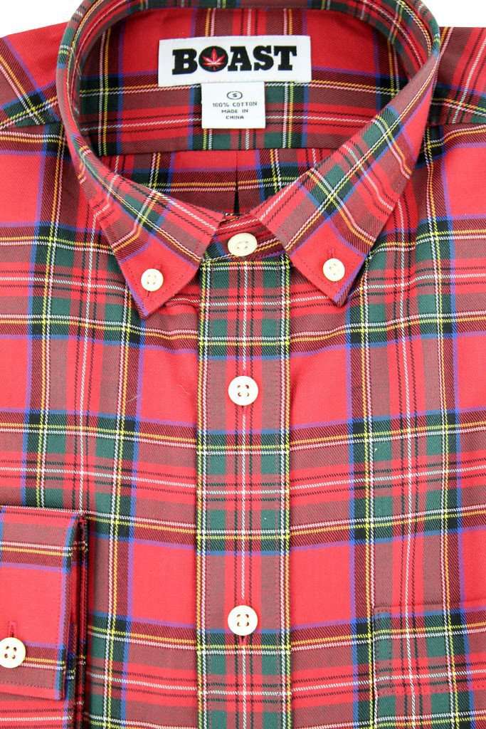 Boast Plaid Button Down Shirt in Traditional Red Country Club Prep Boast Plaid Button Down Shirt in Traditional Red Country Club Prep