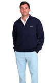 Cotton 1/4 Zip Sweater in Navy by Country Club Prep - Country Club Prep