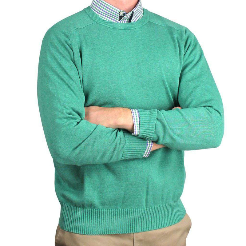 Front Nine Cotton Crew Neck Sweater in Emerald by Country Club Prep - Country Club Prep