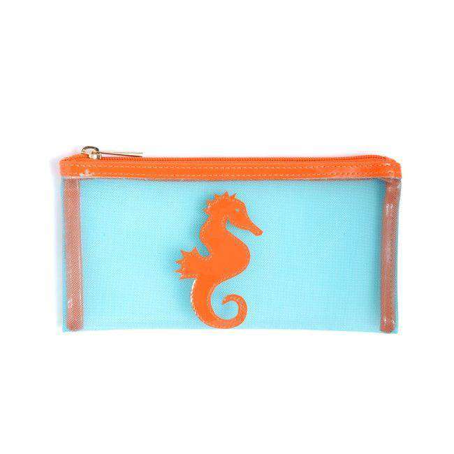 Mesh Moya Case in Light Blue with Orange Seahorse by Lolo - Country Club Prep