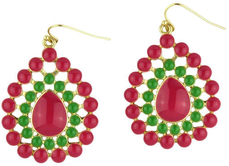 The Natalie Earring in Pink and Green by Fornash - Country Club Prep
