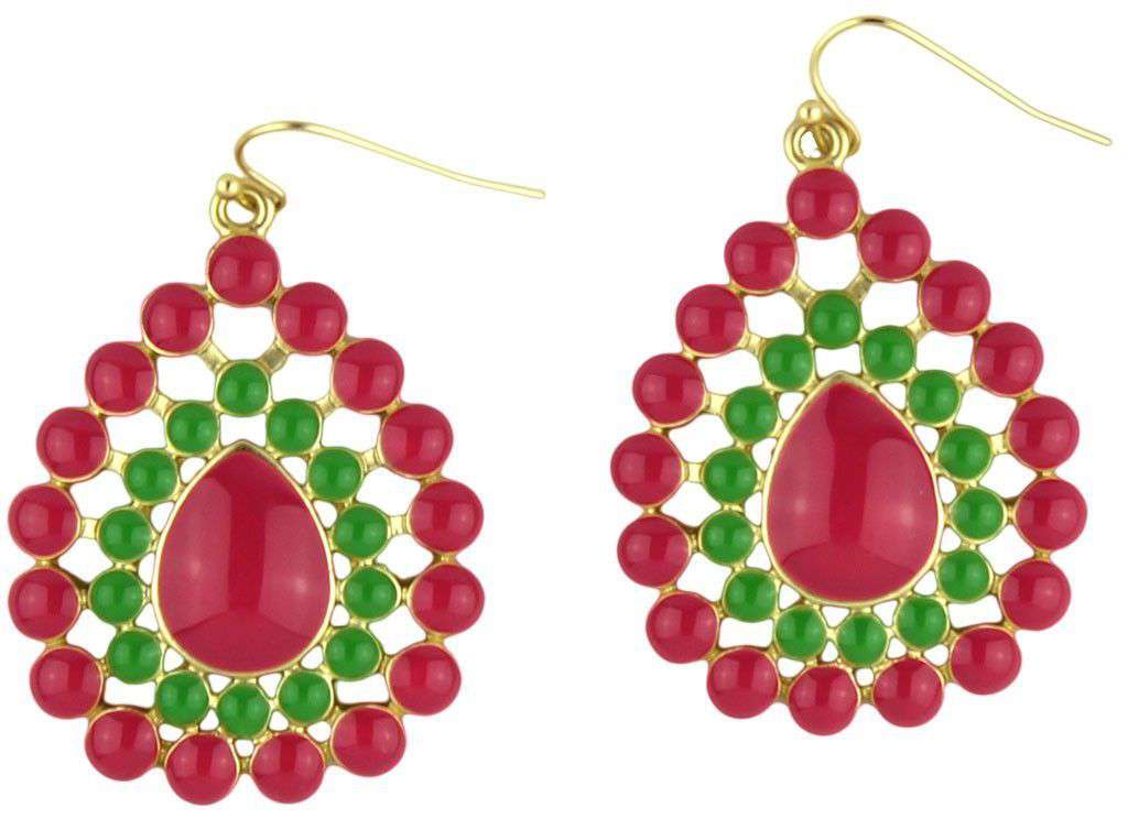 The Natalie Earring in Pink and Green by Fornash - Country Club Prep