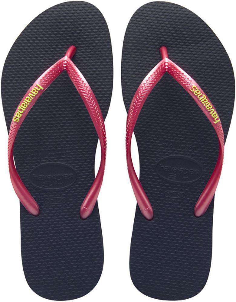 Slim Logo Pop-Up Sandals in Black/Sugar Coral by Havaianas - Country Club Prep