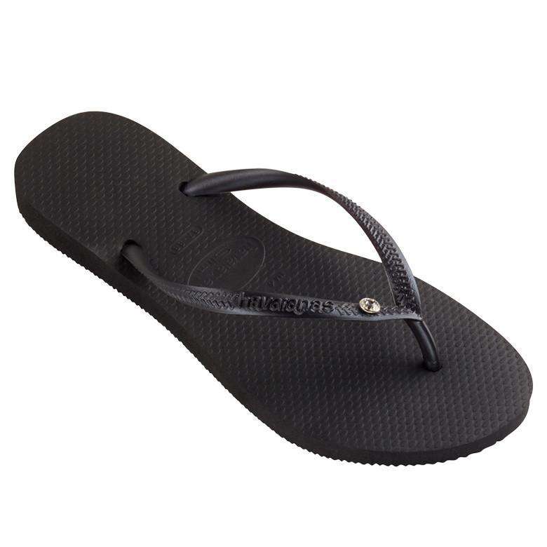 Slim Crystal Glamour Sandals in Black by Havaianas - Country Club Prep