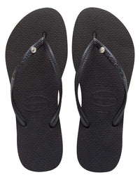 Slim Crystal Glamour Sandals in Black by Havaianas - Country Club Prep