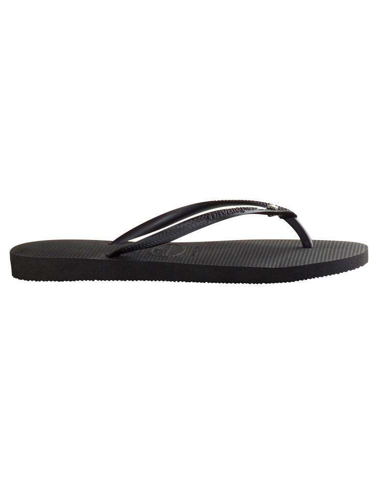 Slim Crystal Glamour Sandals in Black by Havaianas - Country Club Prep