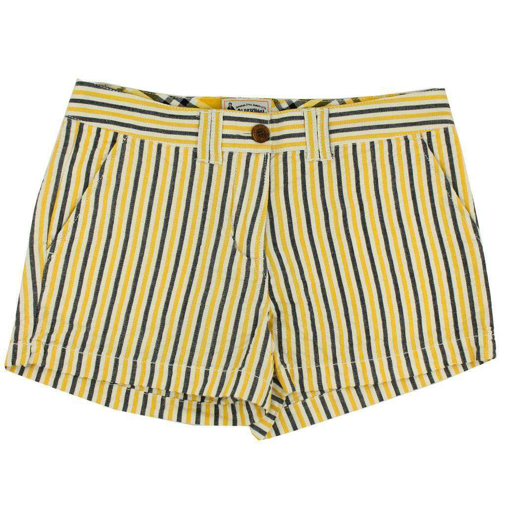 Women's Shorts in Black and Gold Seersucker by Olde School Brand - Country Club Prep