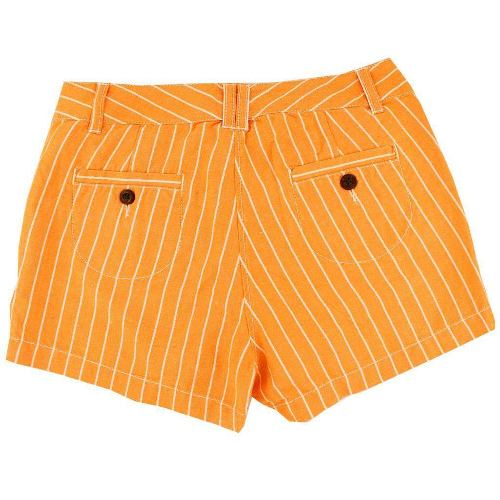 Women's Shorts in White and Orange Oxford Stripe by Olde School Brand - Country Club Prep