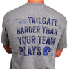 Tailgate Harder Tee in Grey with Blue Helmet by Southern Proper - Country Club Prep