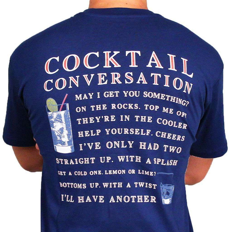 Cocktail Conversation Tee in Navy by Southern Proper - Country Club Prep